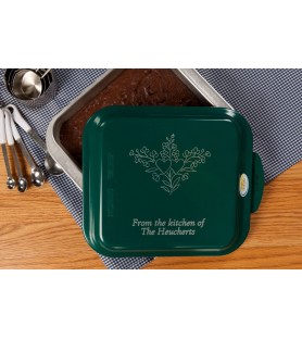Cake Pan with Engraved Design on Blue Colored Lid - Aluminum 9” x 13” Pan